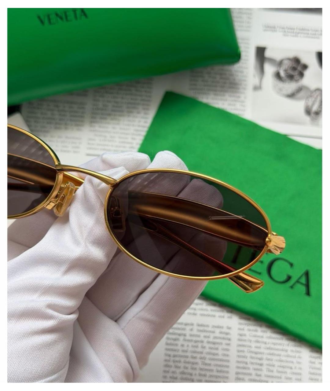 BOTTEGA VENETA Черные металлические солнцезащитные очки, фото 4