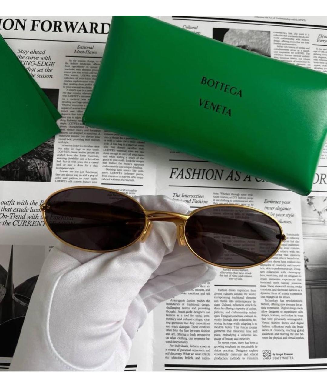 BOTTEGA VENETA Черные металлические солнцезащитные очки, фото 2