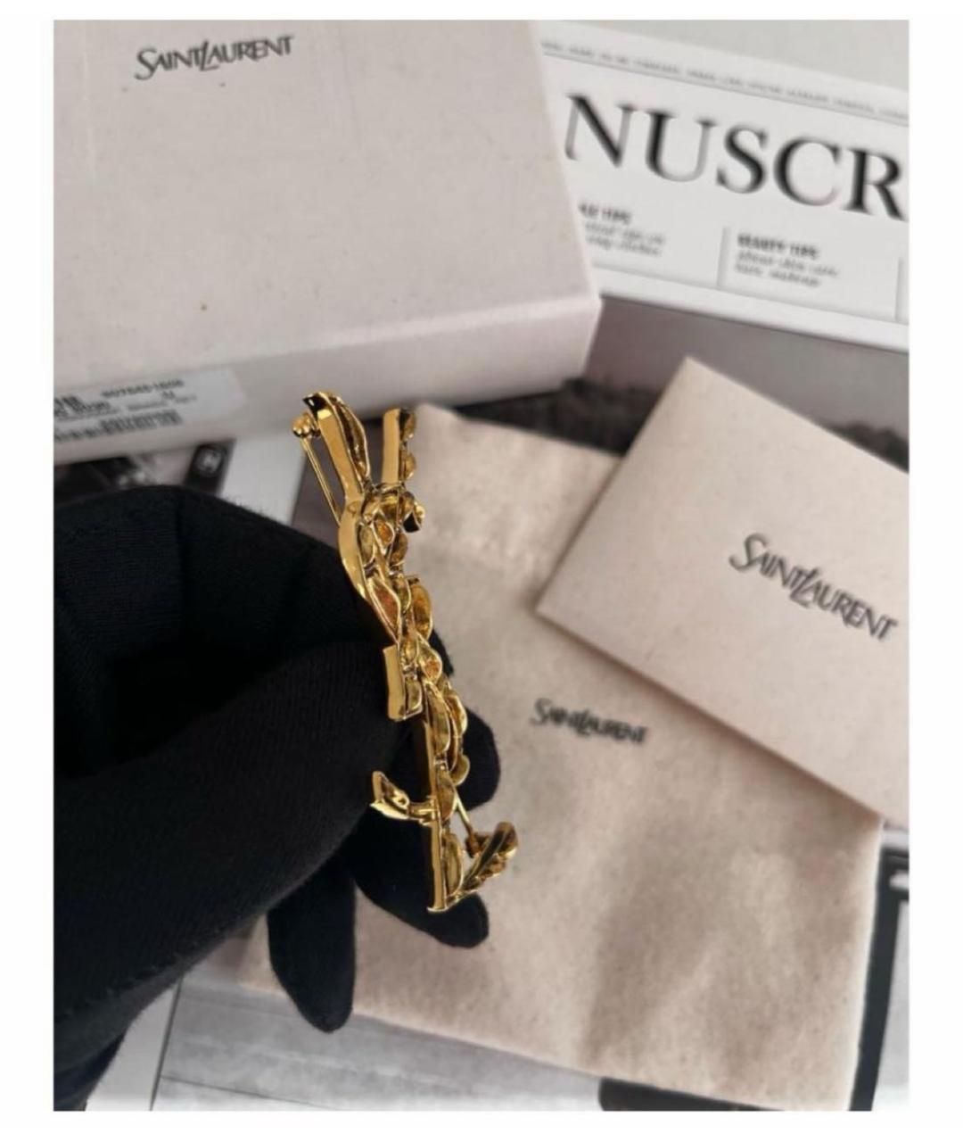 SAINT LAURENT Золотая латунная булавка / брошь, фото 5