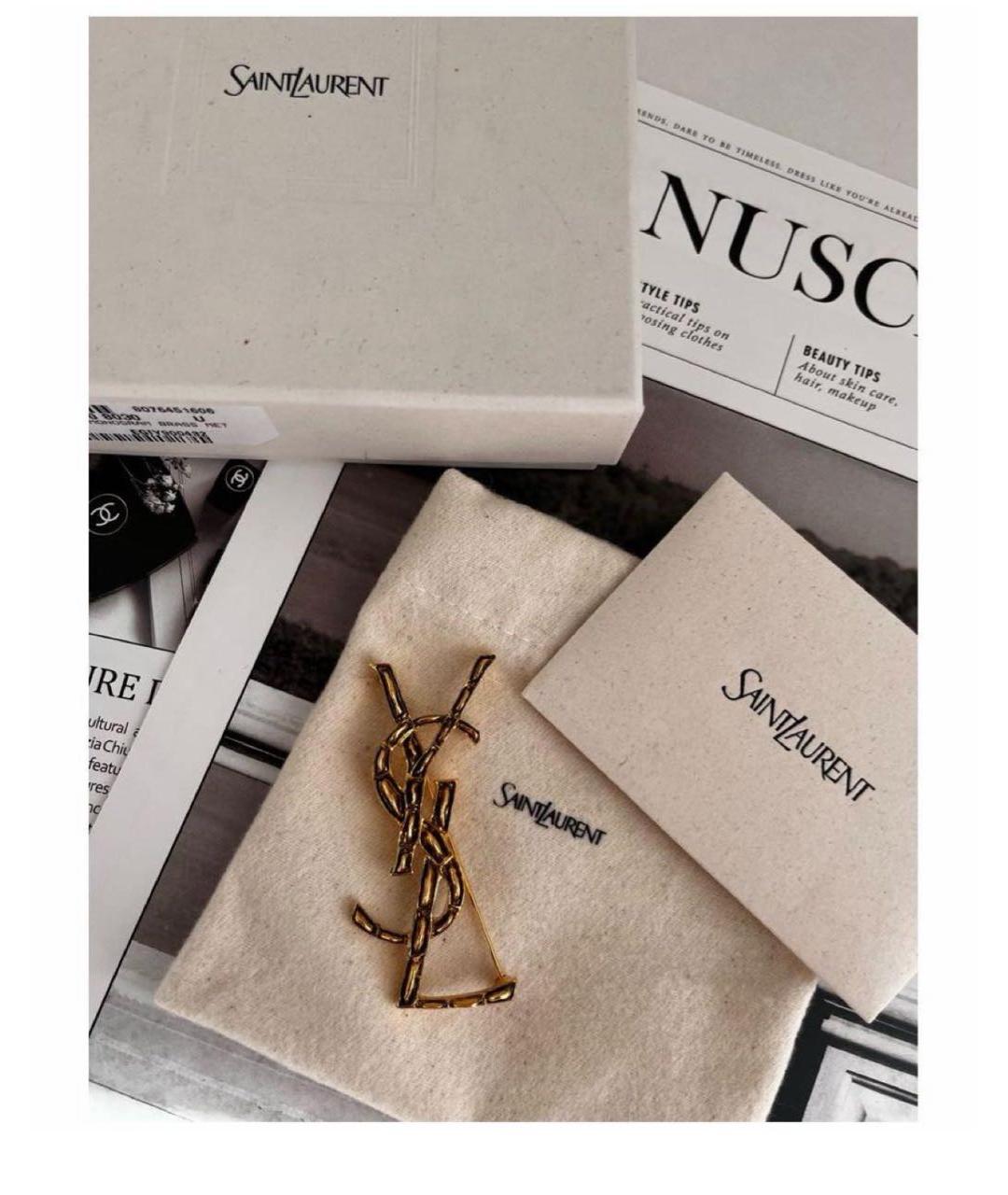 SAINT LAURENT Золотая латунная булавка / брошь, фото 3