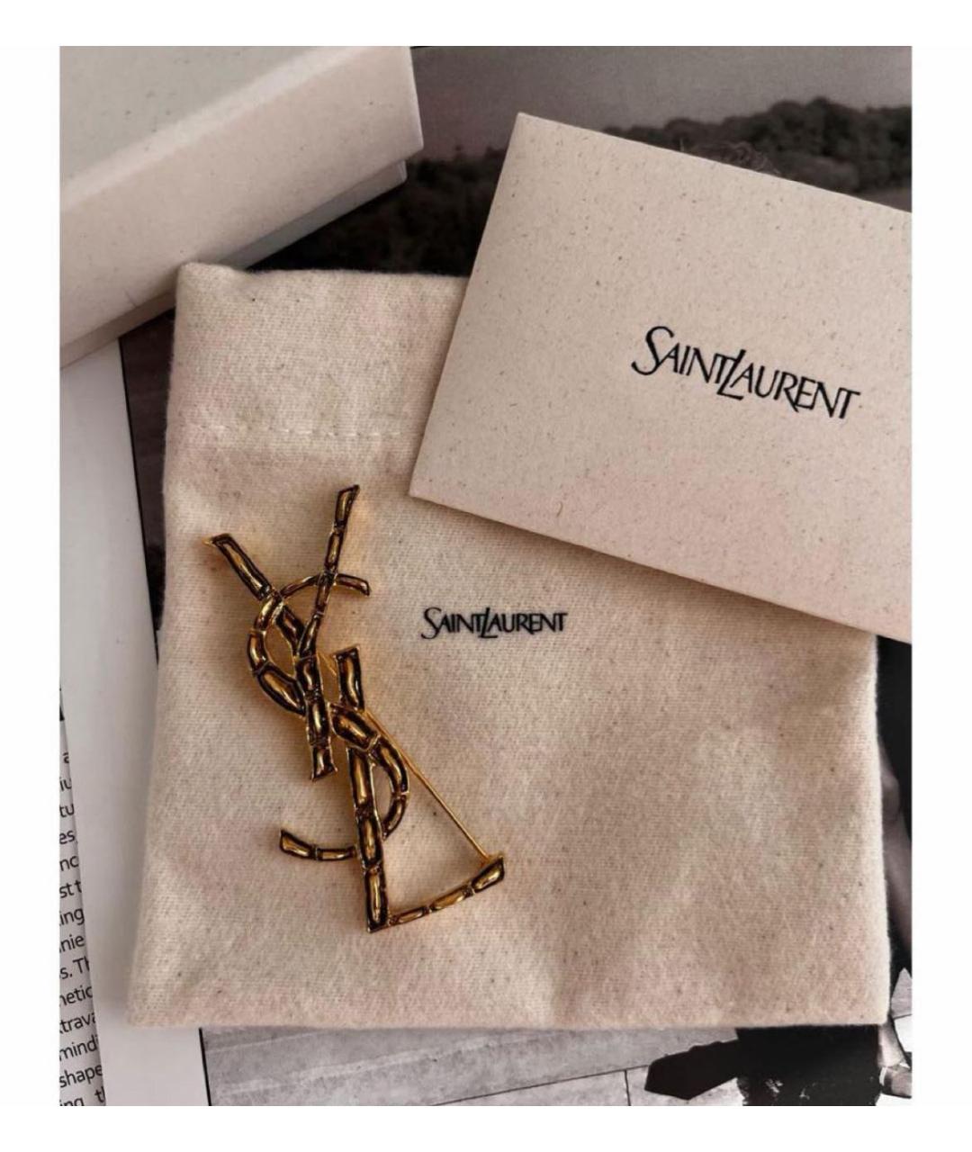 SAINT LAURENT Золотая латунная булавка / брошь, фото 2