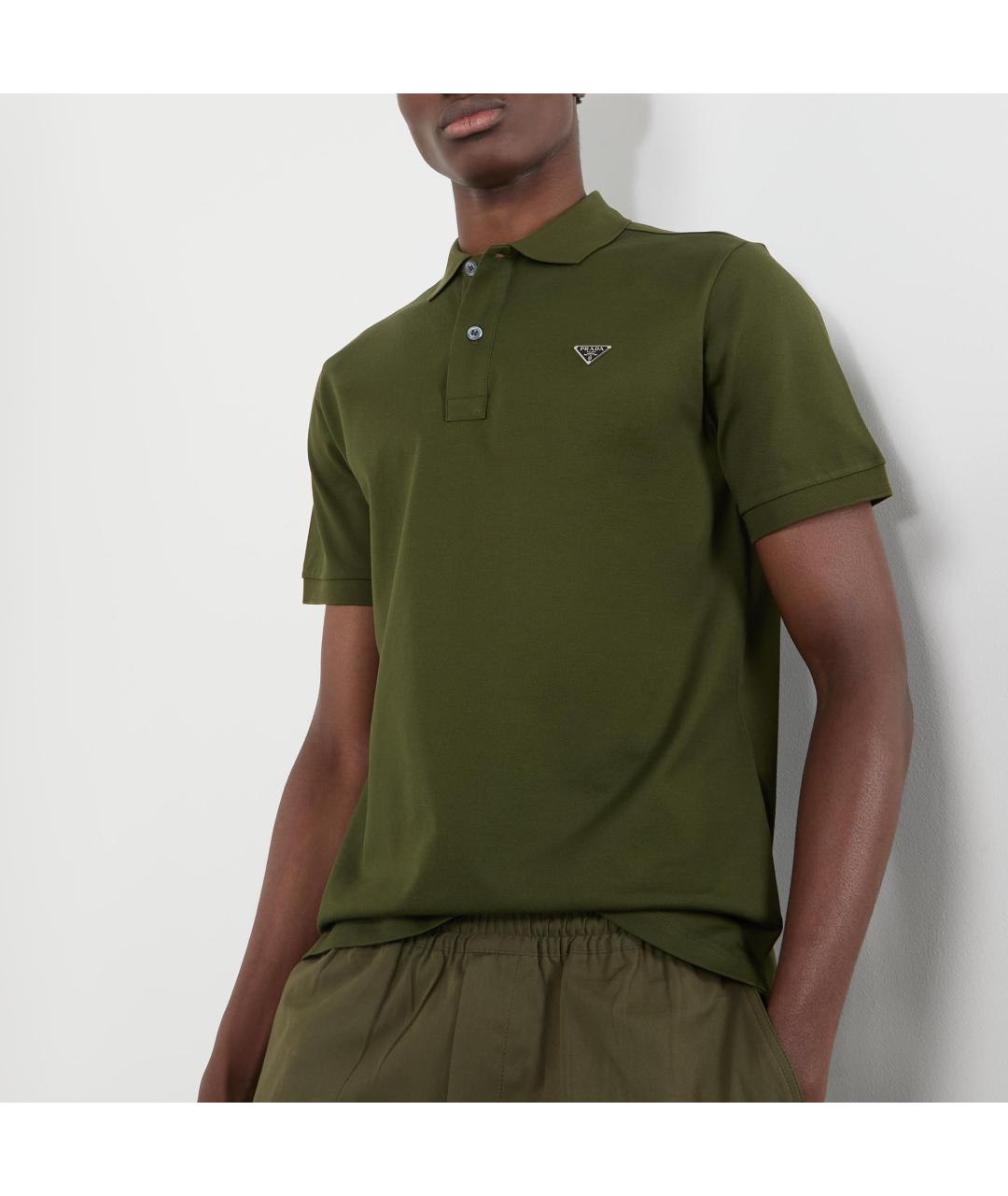 PRADA Зеленые хлопковое поло с коротким рукавом, фото 3