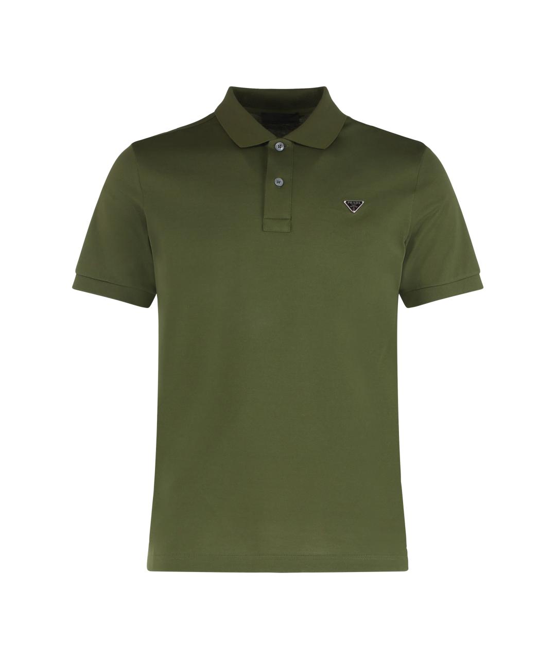 PRADA Зеленые хлопковое поло с коротким рукавом, фото 1