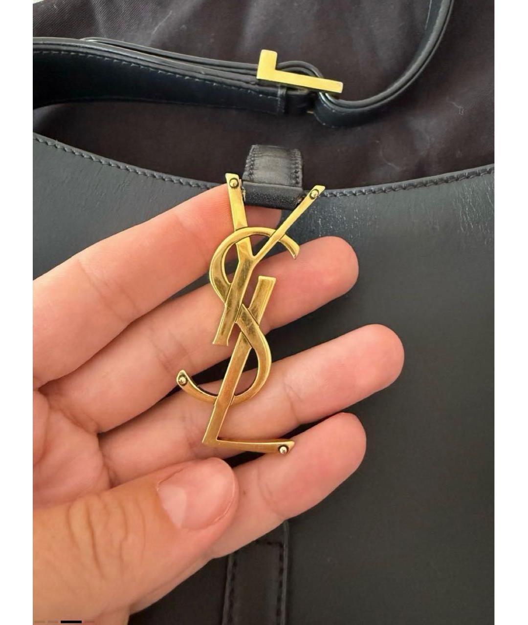 SAINT LAURENT Черная кожаная сумка с короткими ручками, фото 2