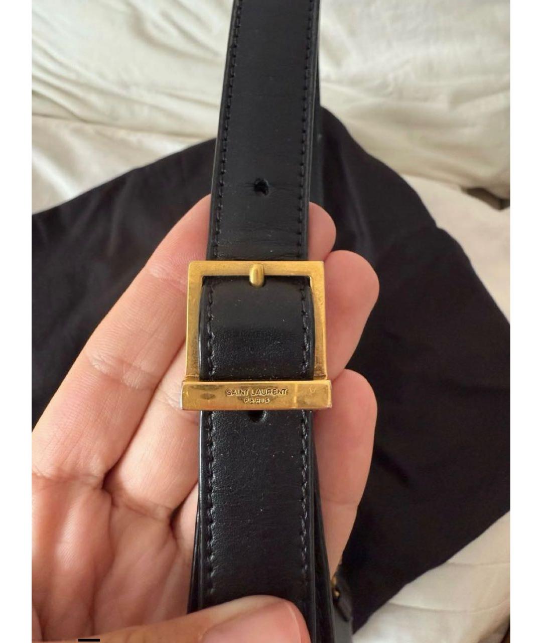 SAINT LAURENT Черная кожаная сумка с короткими ручками, фото 4