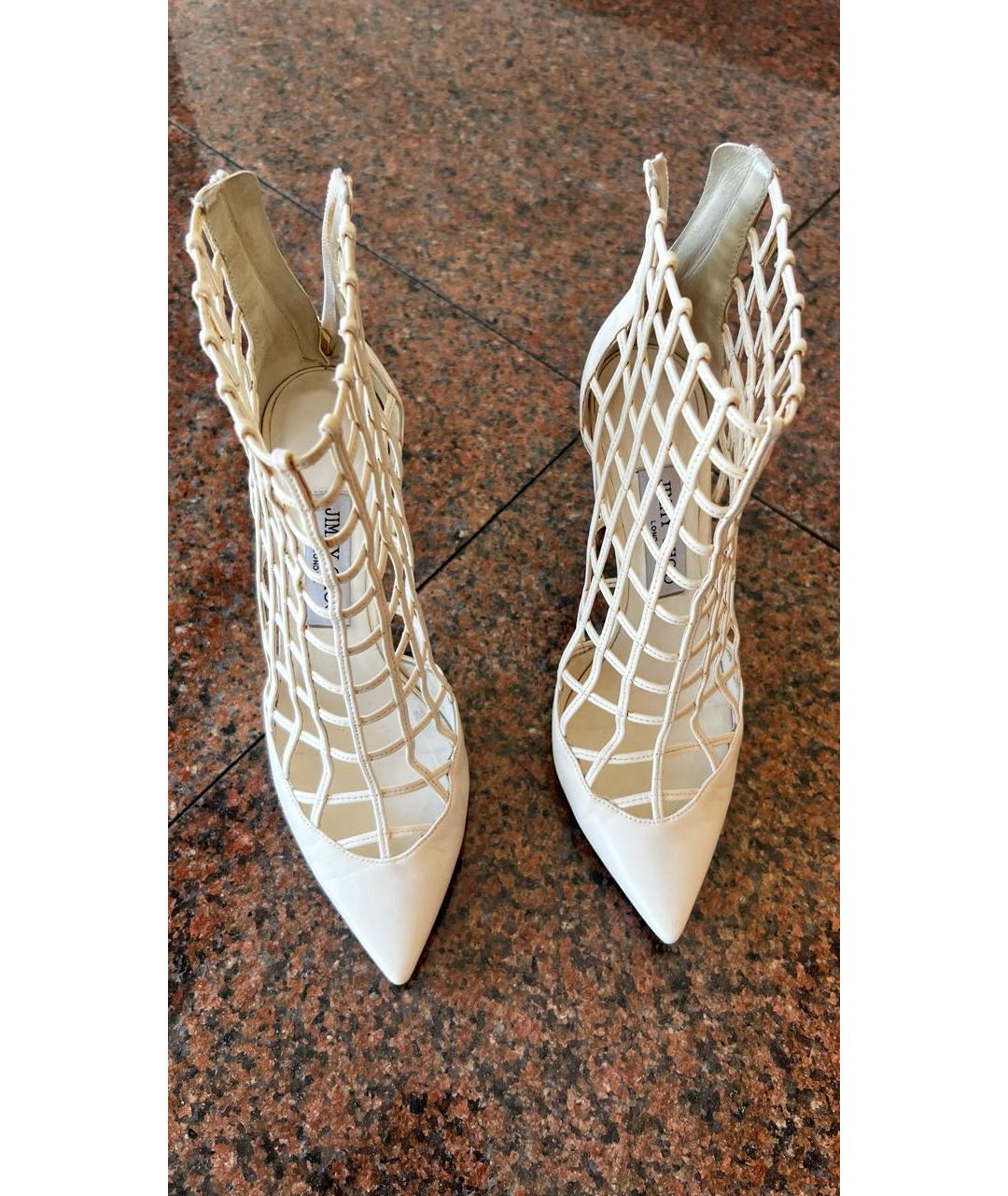 JIMMY CHOO Белые кожаные ботильоны, фото 2