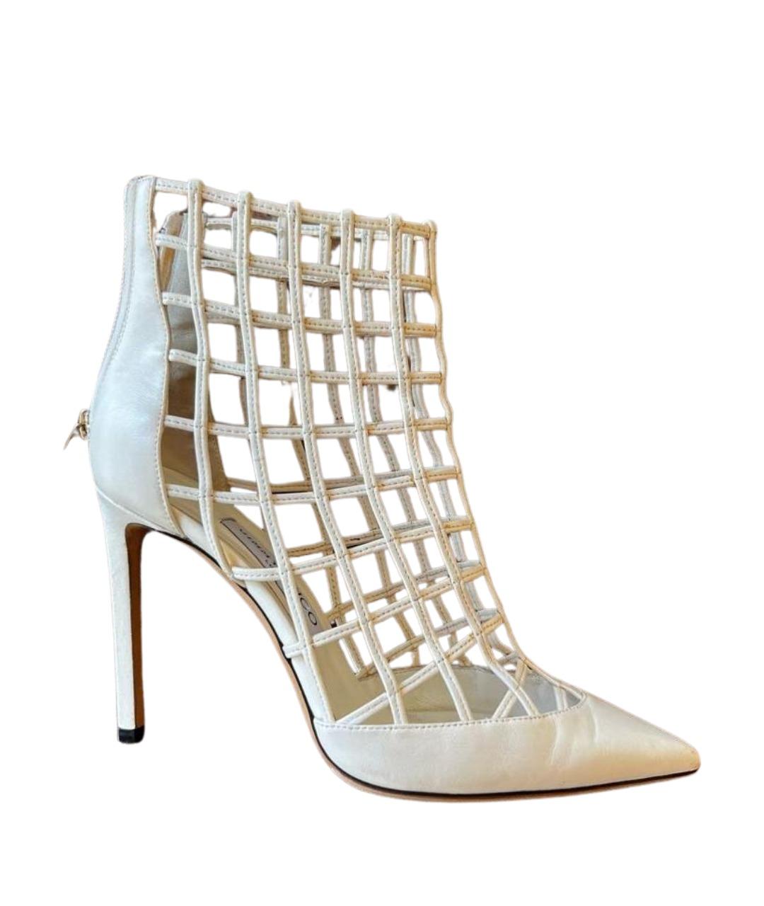 JIMMY CHOO Белые кожаные ботильоны, фото 1