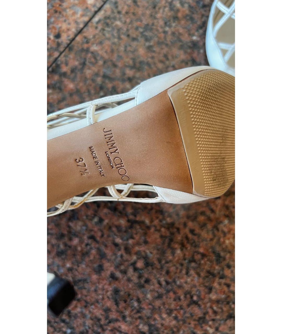 JIMMY CHOO Белые кожаные ботильоны, фото 4