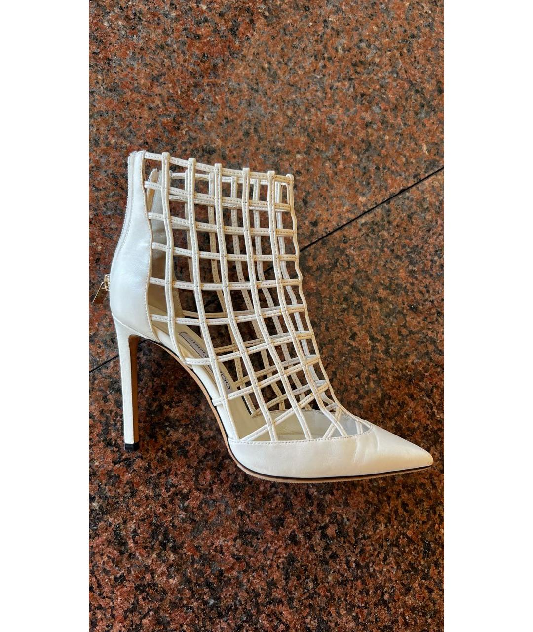 JIMMY CHOO Белые кожаные ботильоны, фото 6