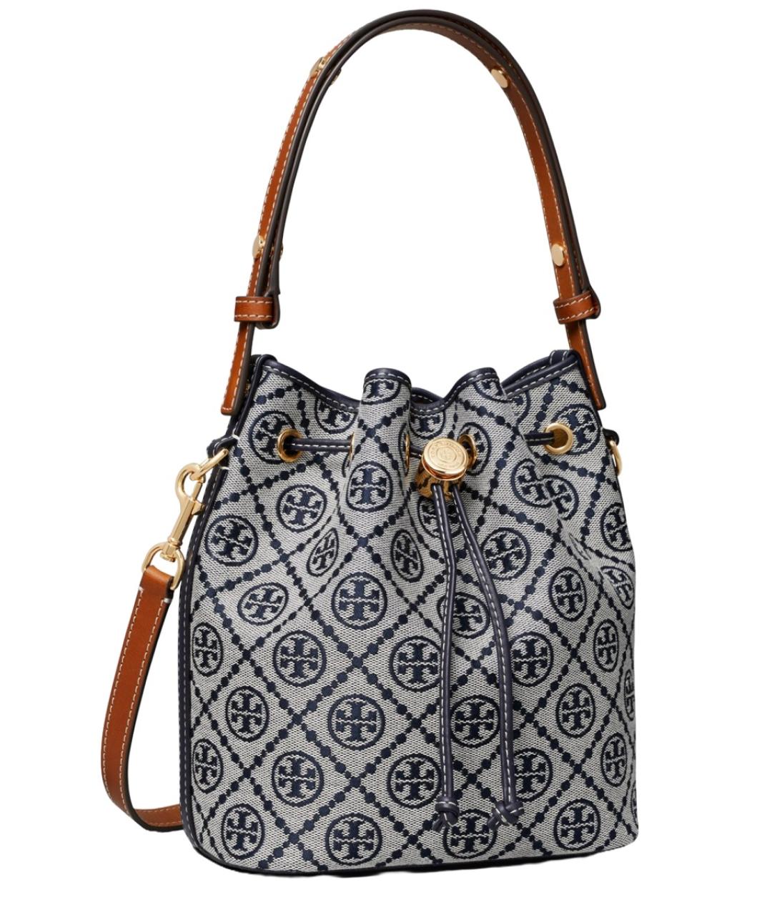 TORY BURCH Синяя тканевая сумка с короткими ручками, фото 4