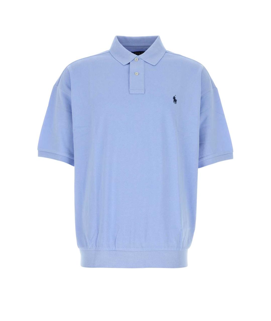 POLO RALPH LAUREN Голубое хлопковое поло с коротким рукавом, фото 1