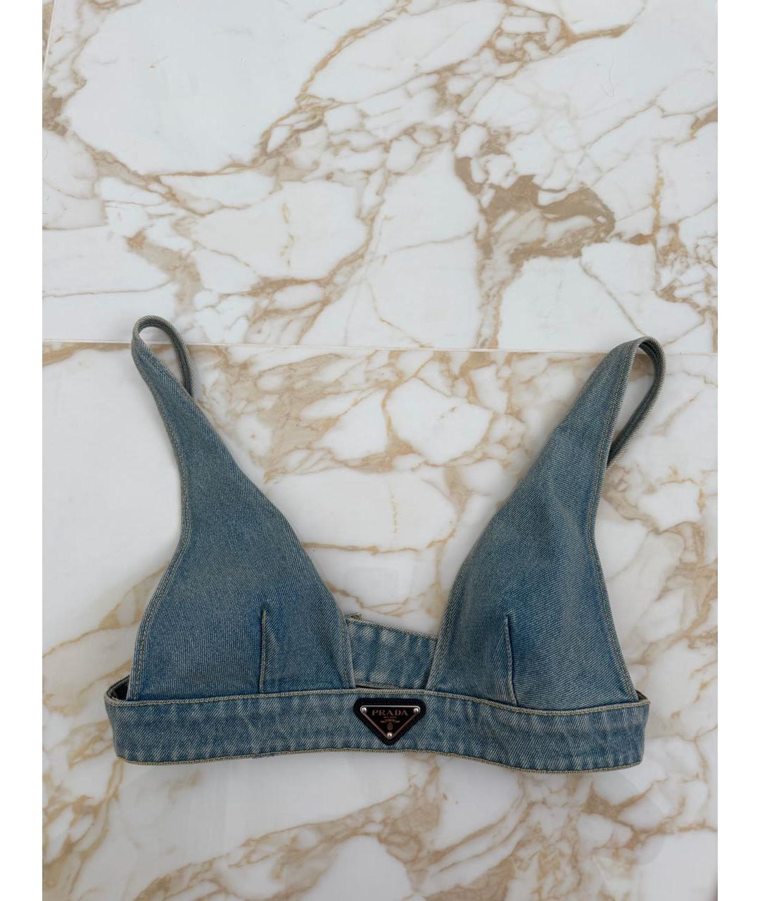 PRADA Голубая деним майка, фото 5