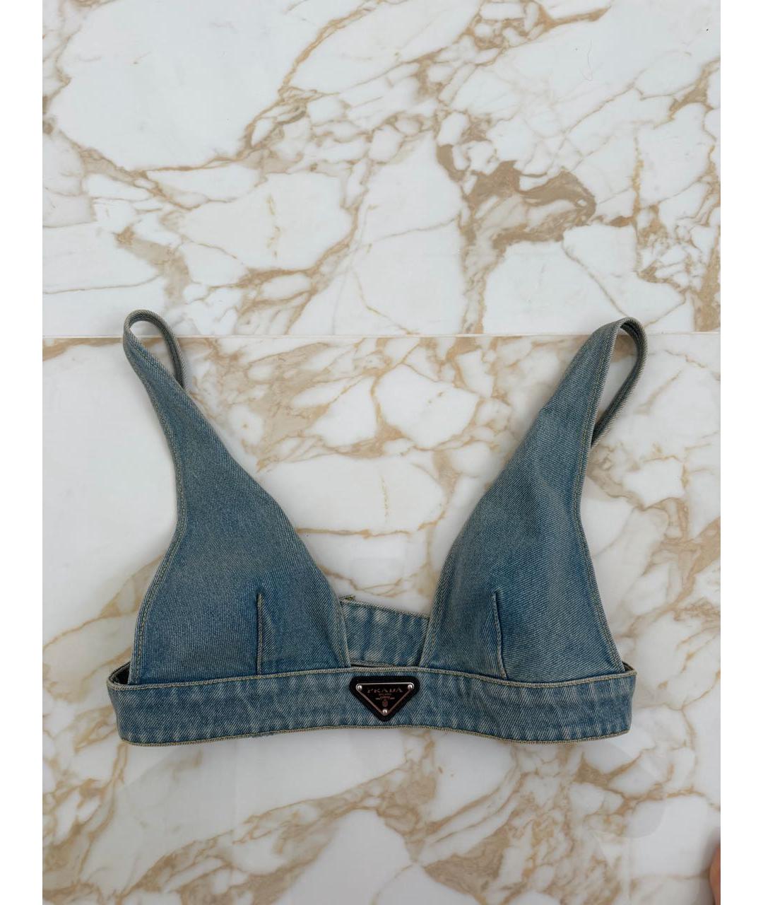 PRADA Голубая деним майка, фото 2