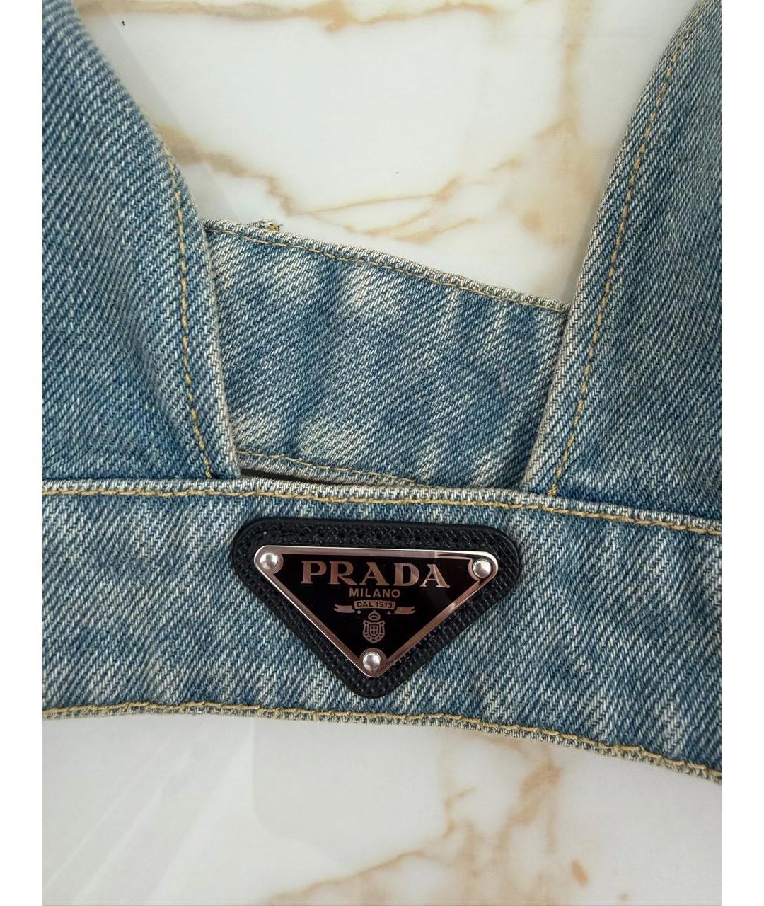 PRADA Голубая деним майка, фото 4