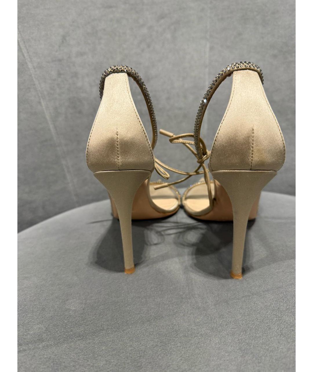 GIANVITO ROSSI Золотые текстильные босоножки, фото 6