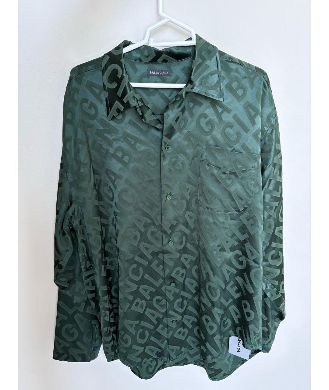 BALENCIAGA Хаки шелковый костюм с брюками, фото 5