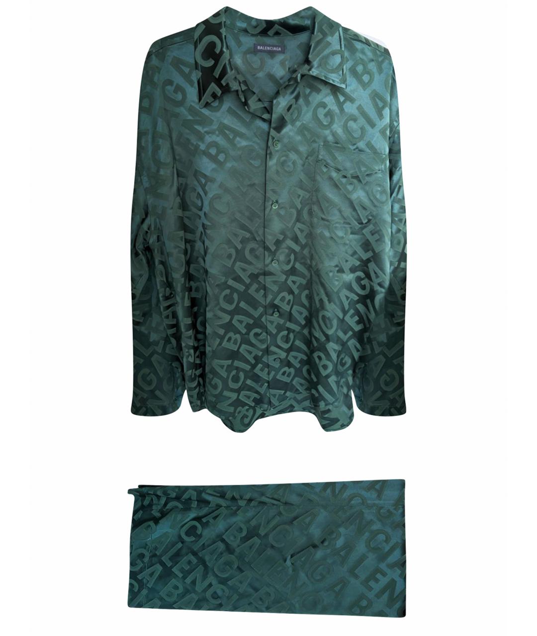BALENCIAGA Хаки шелковый костюм с брюками, фото 1