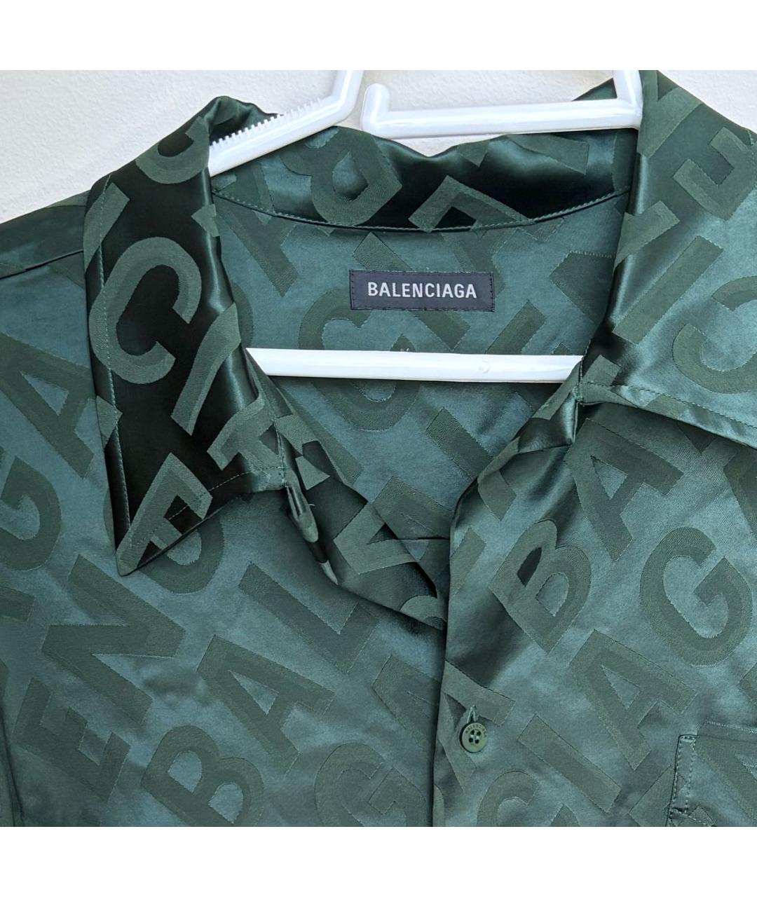 BALENCIAGA Хаки шелковый костюм с брюками, фото 3