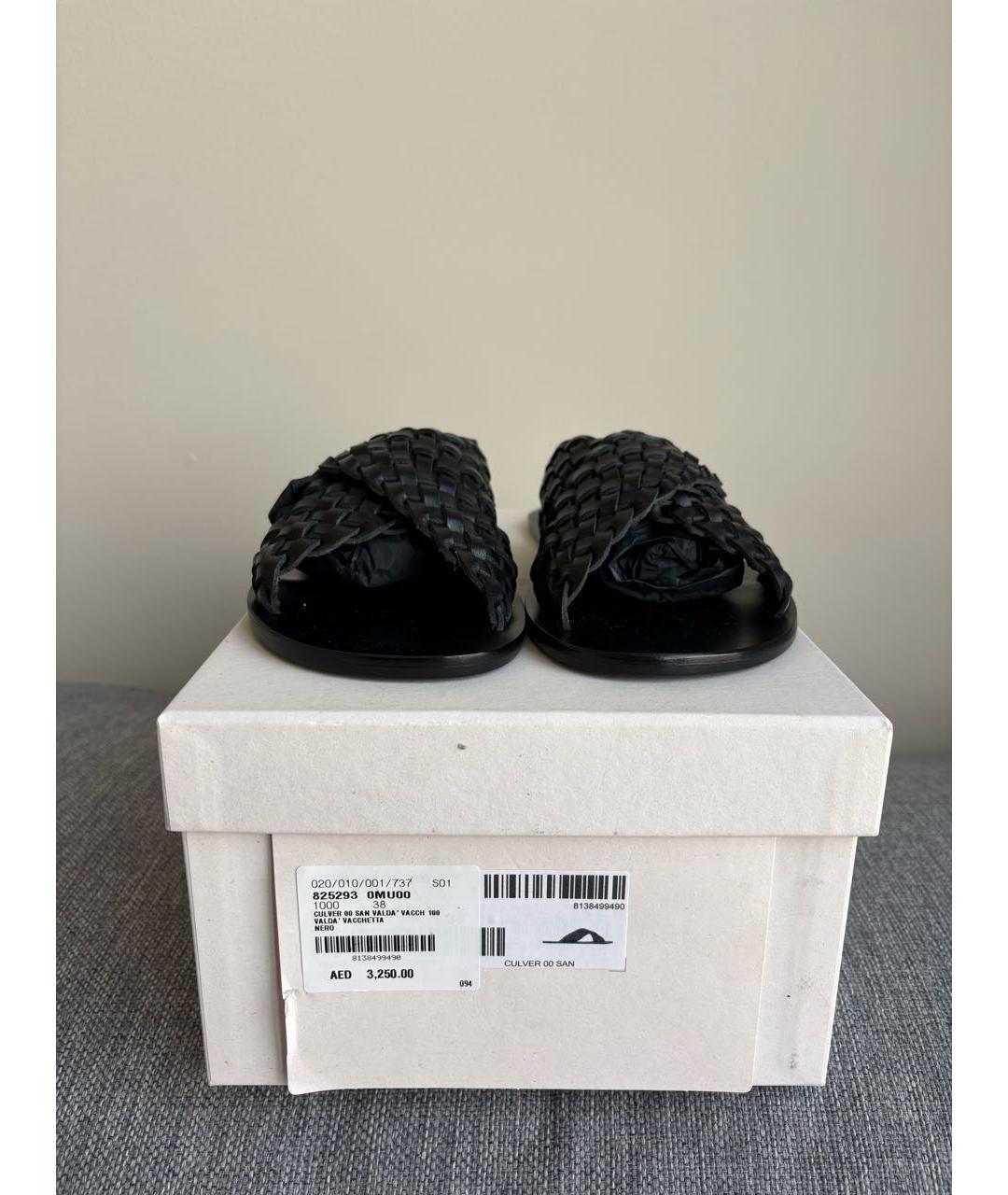 SAINT LAURENT Черные кожаные шлепанцы, фото 4