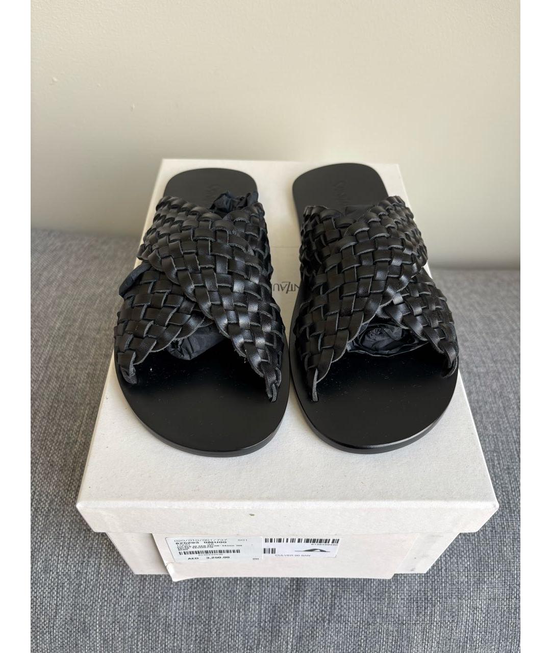 SAINT LAURENT Черные кожаные шлепанцы, фото 2