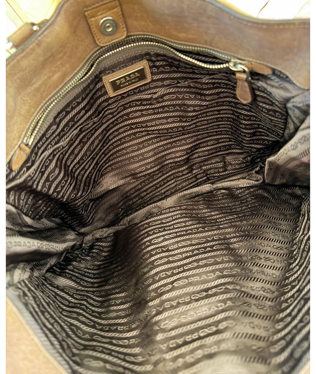 PRADA Коричневая кожаная сумка тоут, фото 4