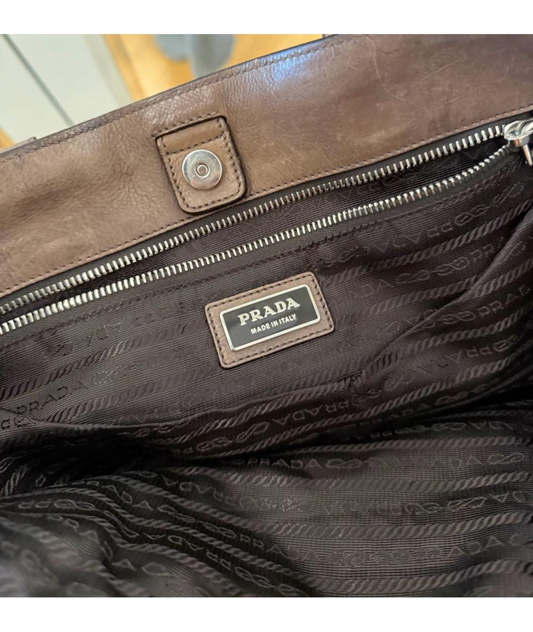 PRADA Коричневая кожаная сумка тоут, фото 5