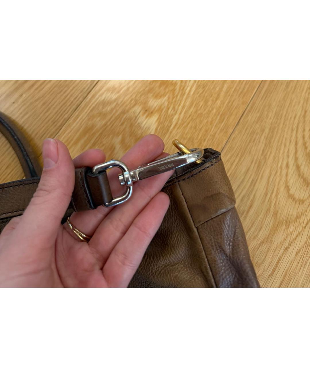 PRADA Коричневая кожаная сумка тоут, фото 6