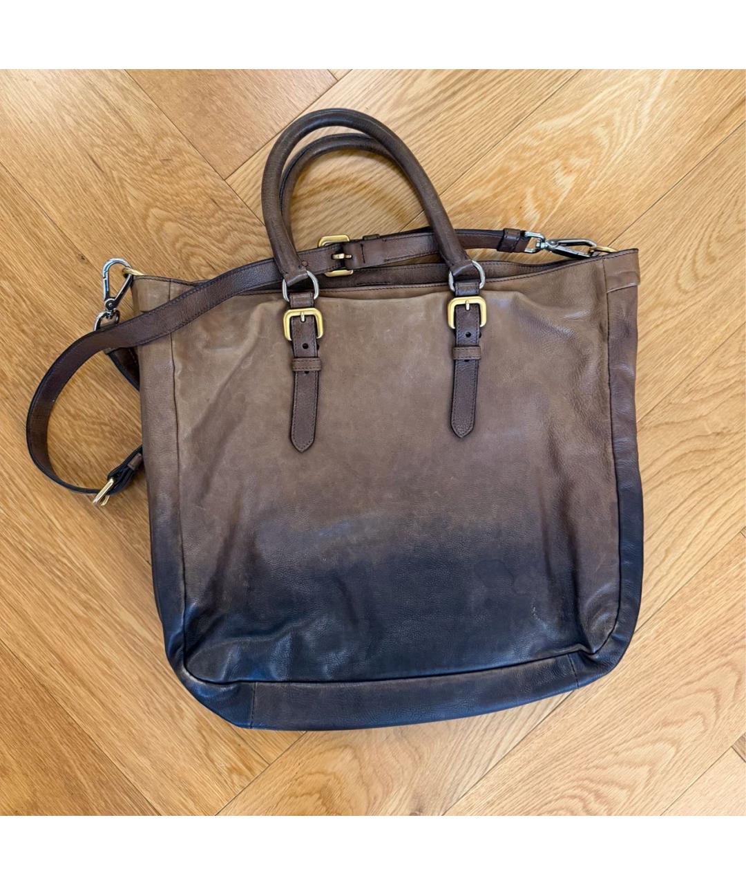 PRADA Коричневая кожаная сумка тоут, фото 3