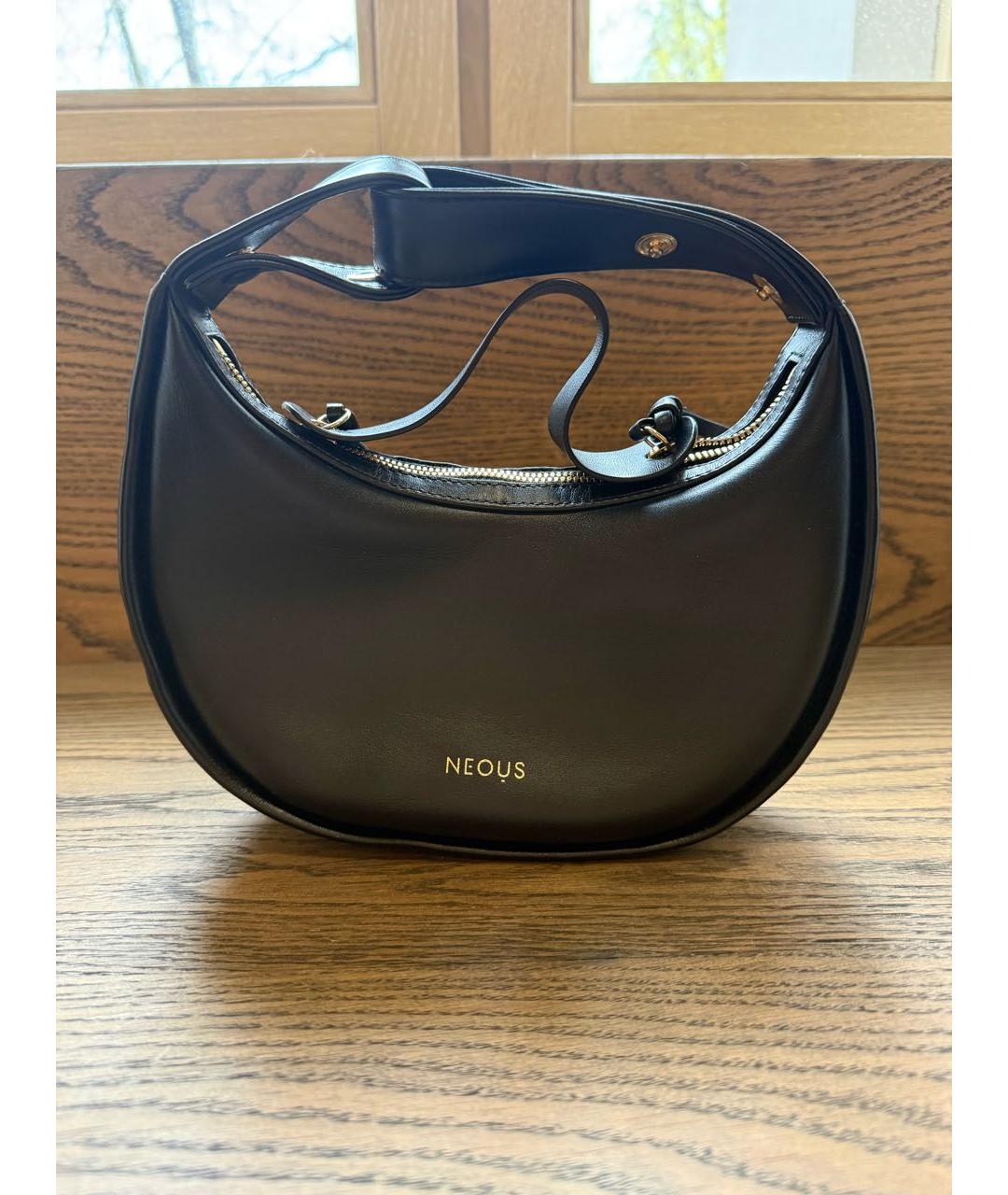 NEOUS Черная кожаная сумка с короткими ручками, фото 2