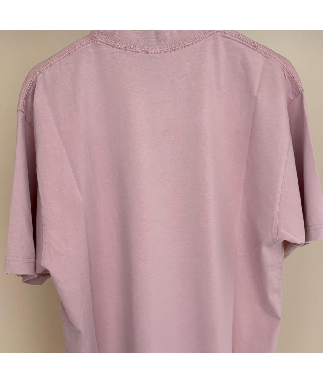 BALENCIAGA Розовая хлопковая футболка, фото 4
