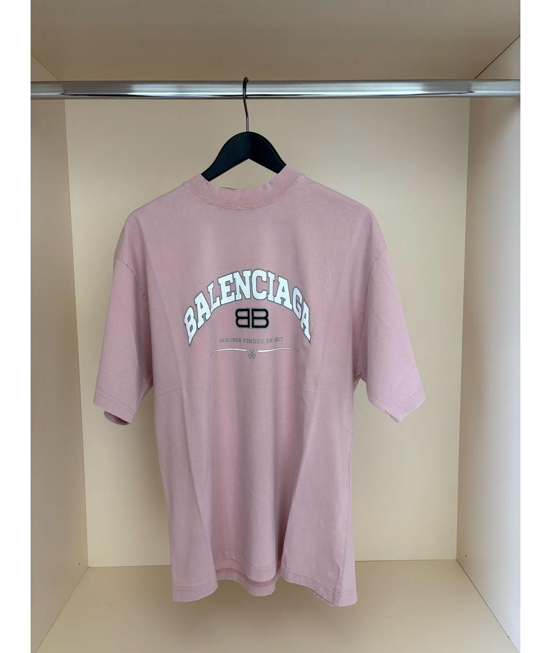 BALENCIAGA Розовая хлопковая футболка, фото 5