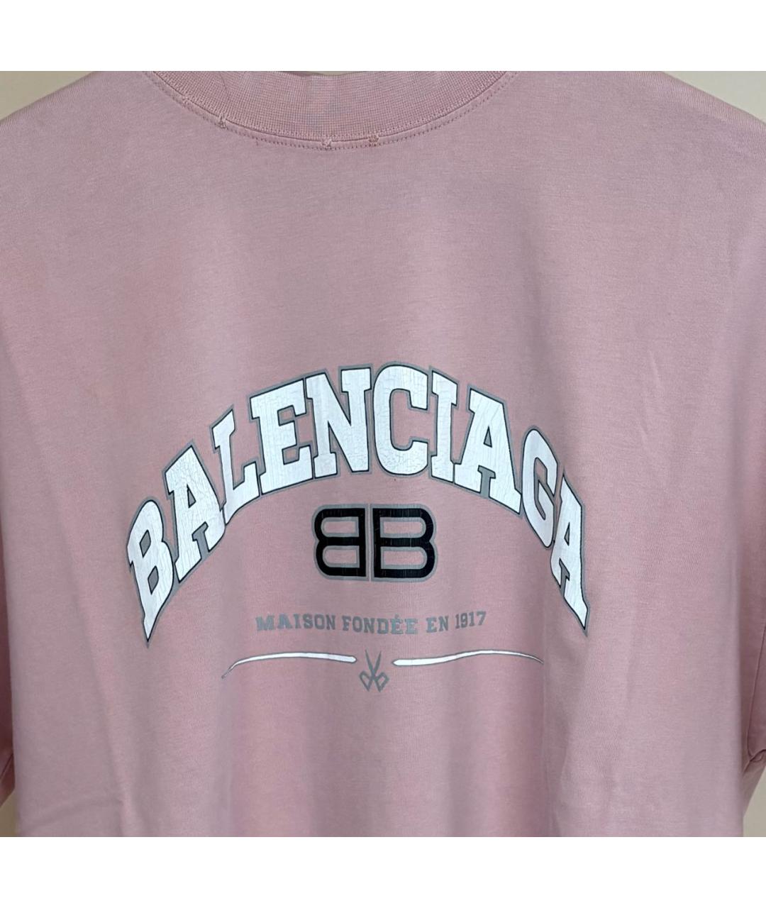 BALENCIAGA Розовая хлопковая футболка, фото 3