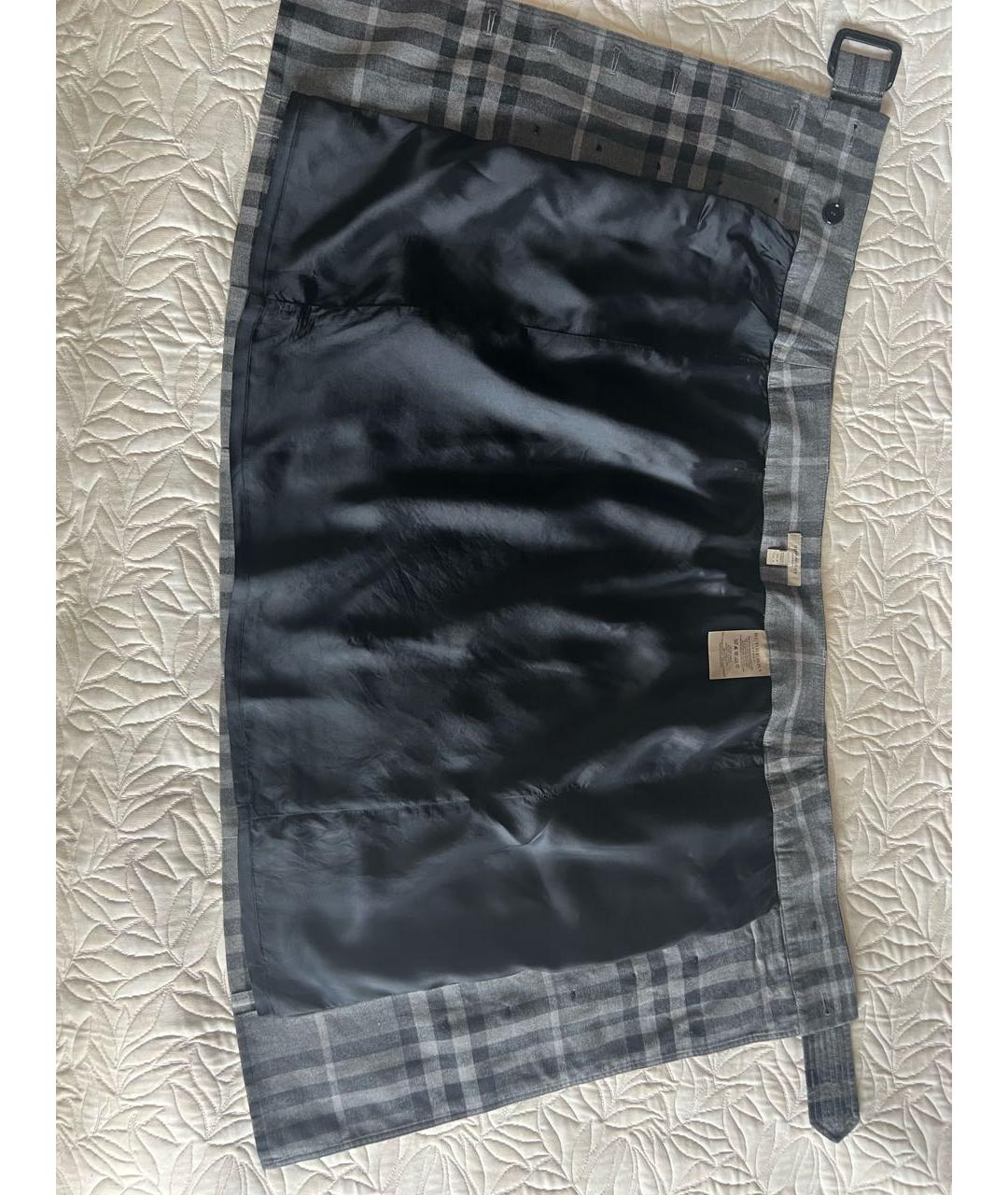 BURBERRY Серая шерстяная юбка мини, фото 8