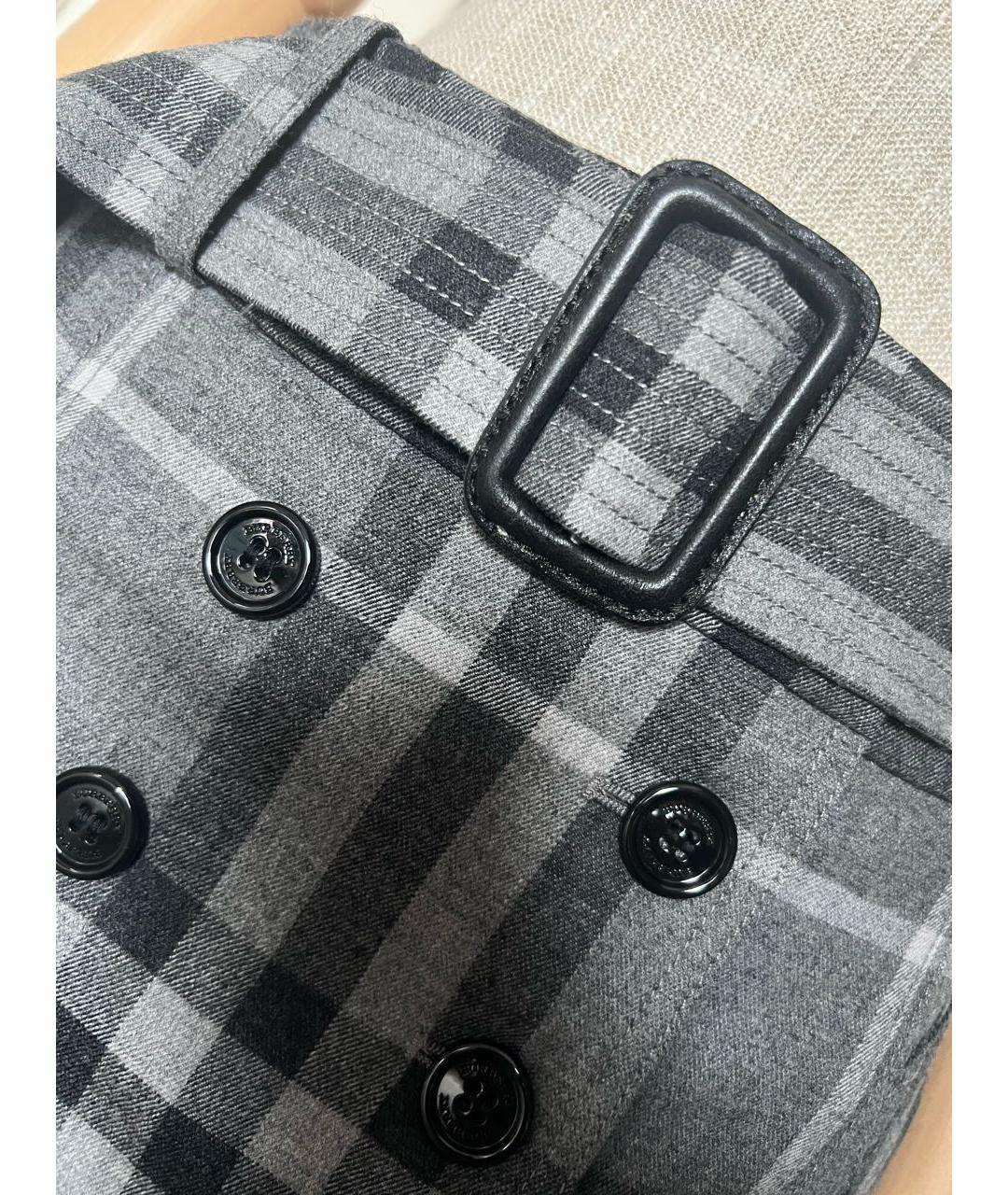 BURBERRY Серая шерстяная юбка мини, фото 7