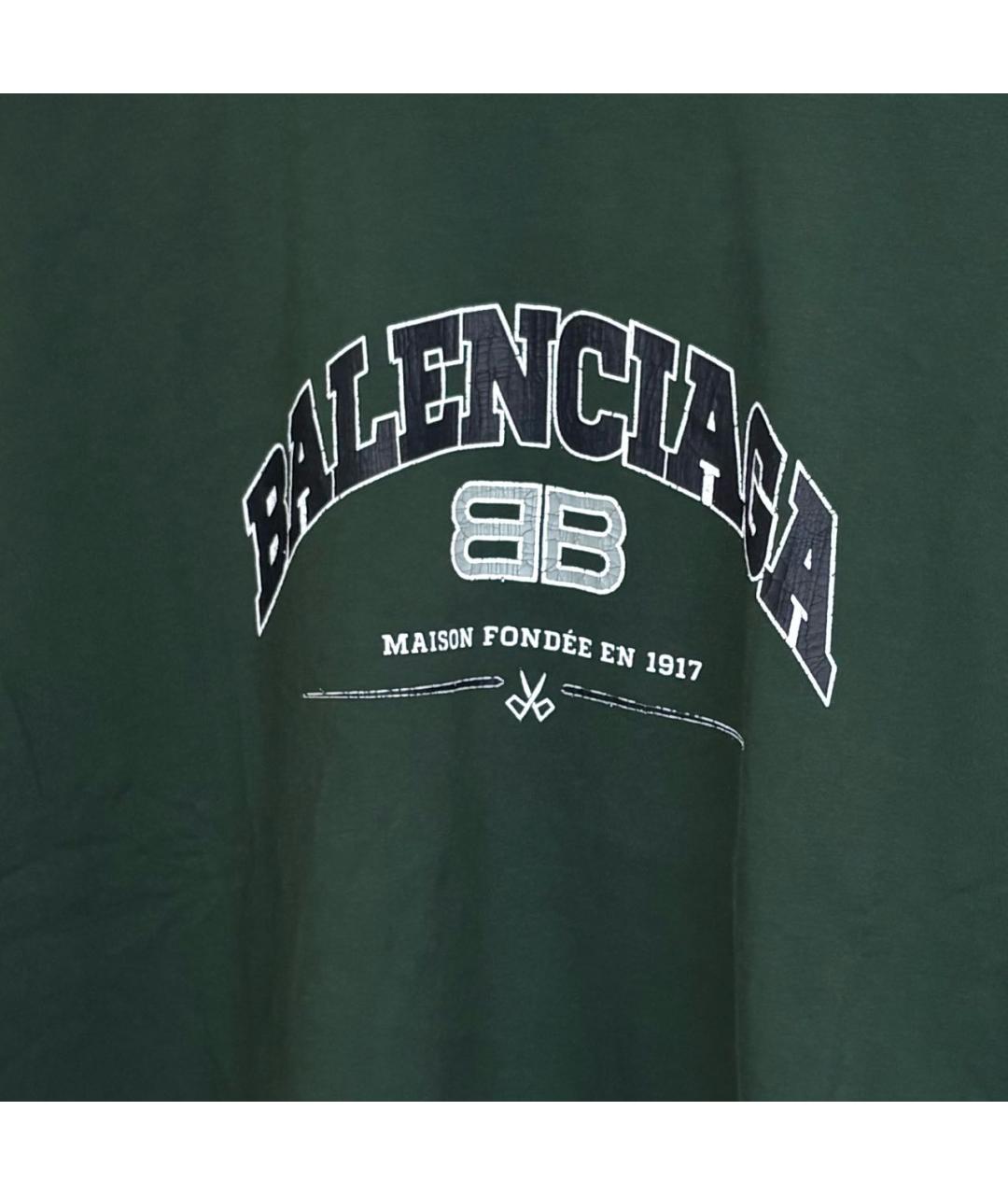 BALENCIAGA Хаки хлопковая футболка, фото 3