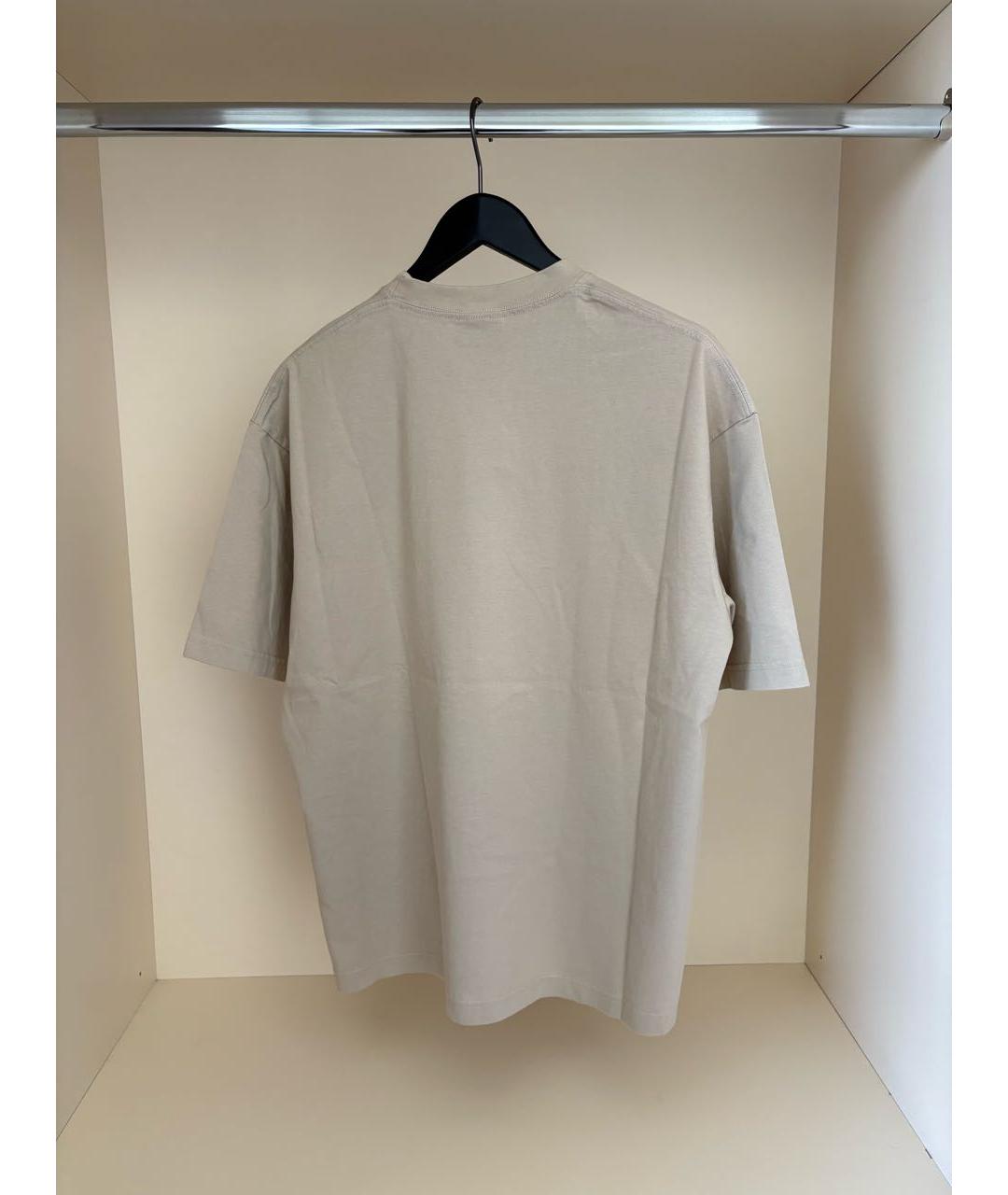 BALENCIAGA Бежевая хлопковая футболка, фото 2