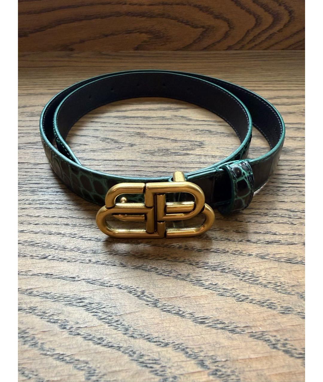 BALENCIAGA Зеленый кожаный ремень, фото 5
