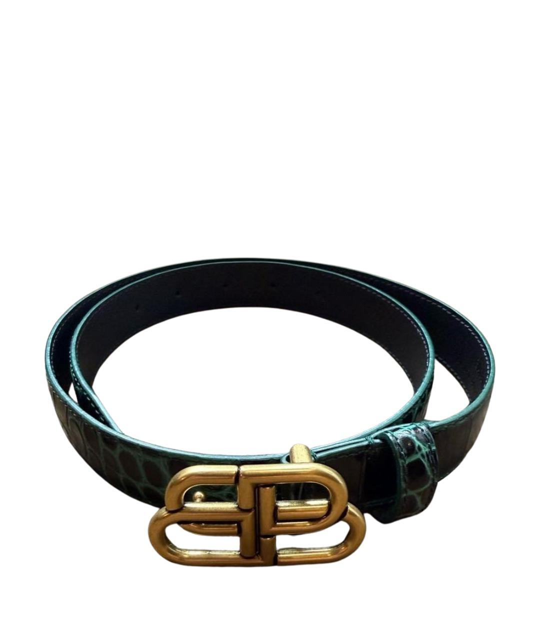 BALENCIAGA Зеленый кожаный ремень, фото 1