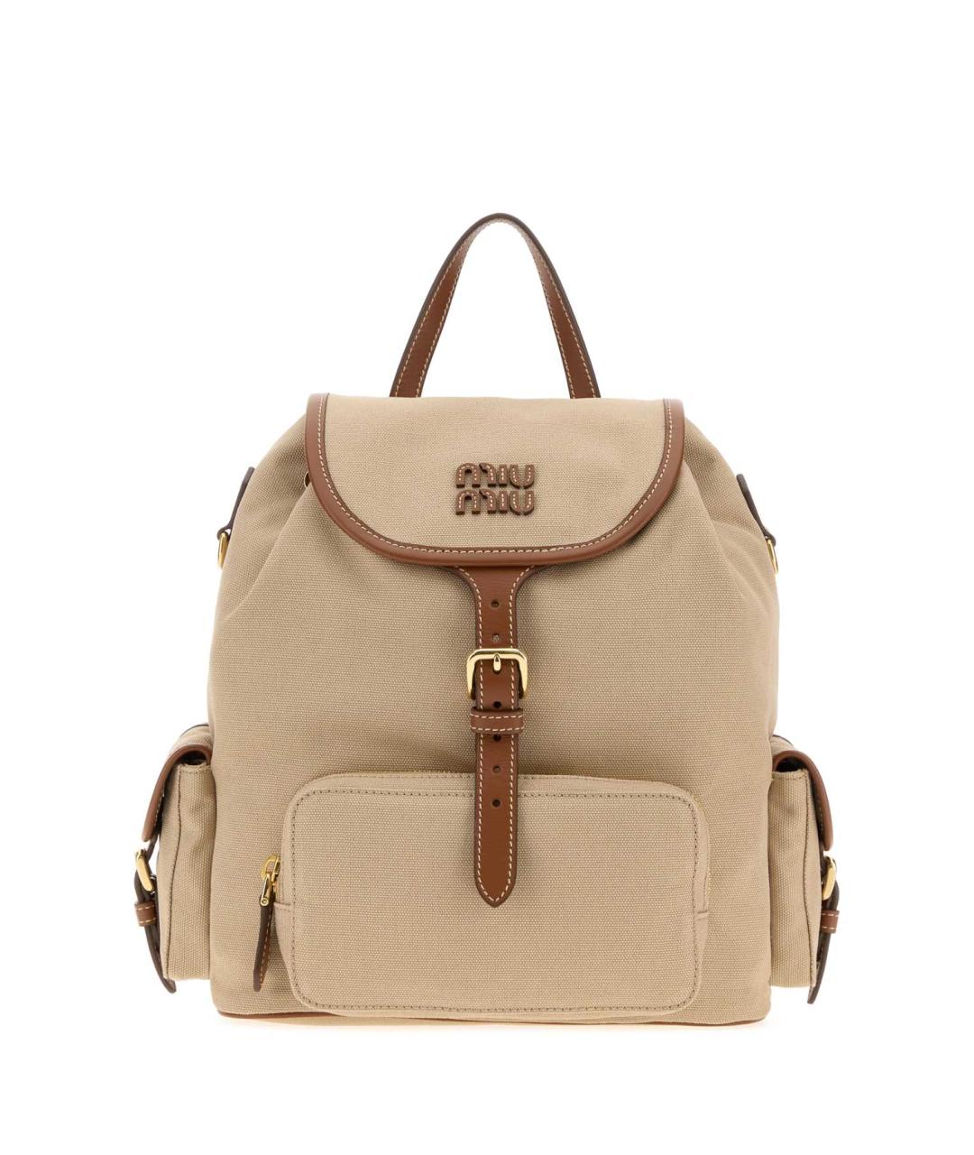 MIU MIU Бежевый тканевый рюкзак, фото 1