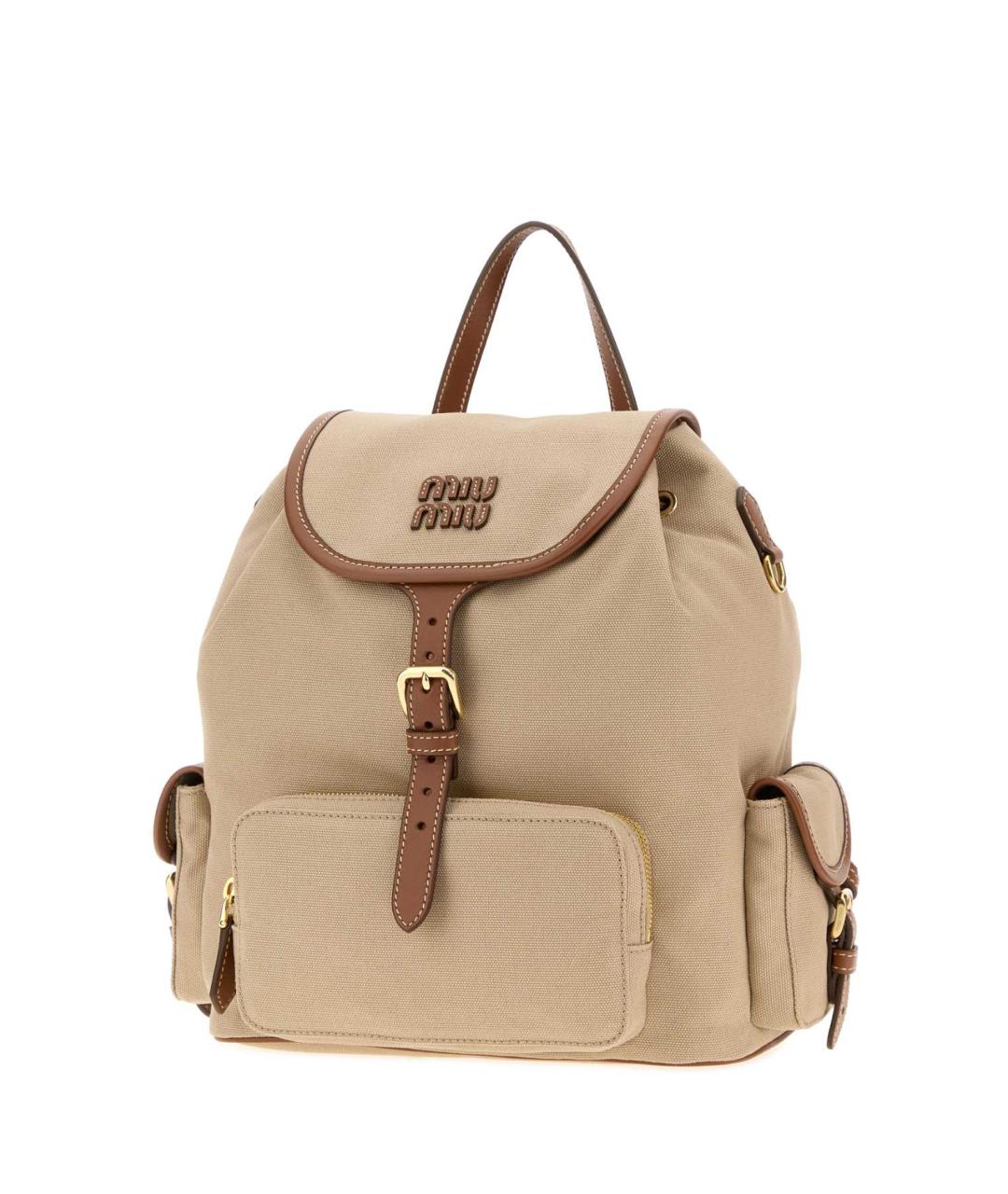 MIU MIU Бежевый тканевый рюкзак, фото 2
