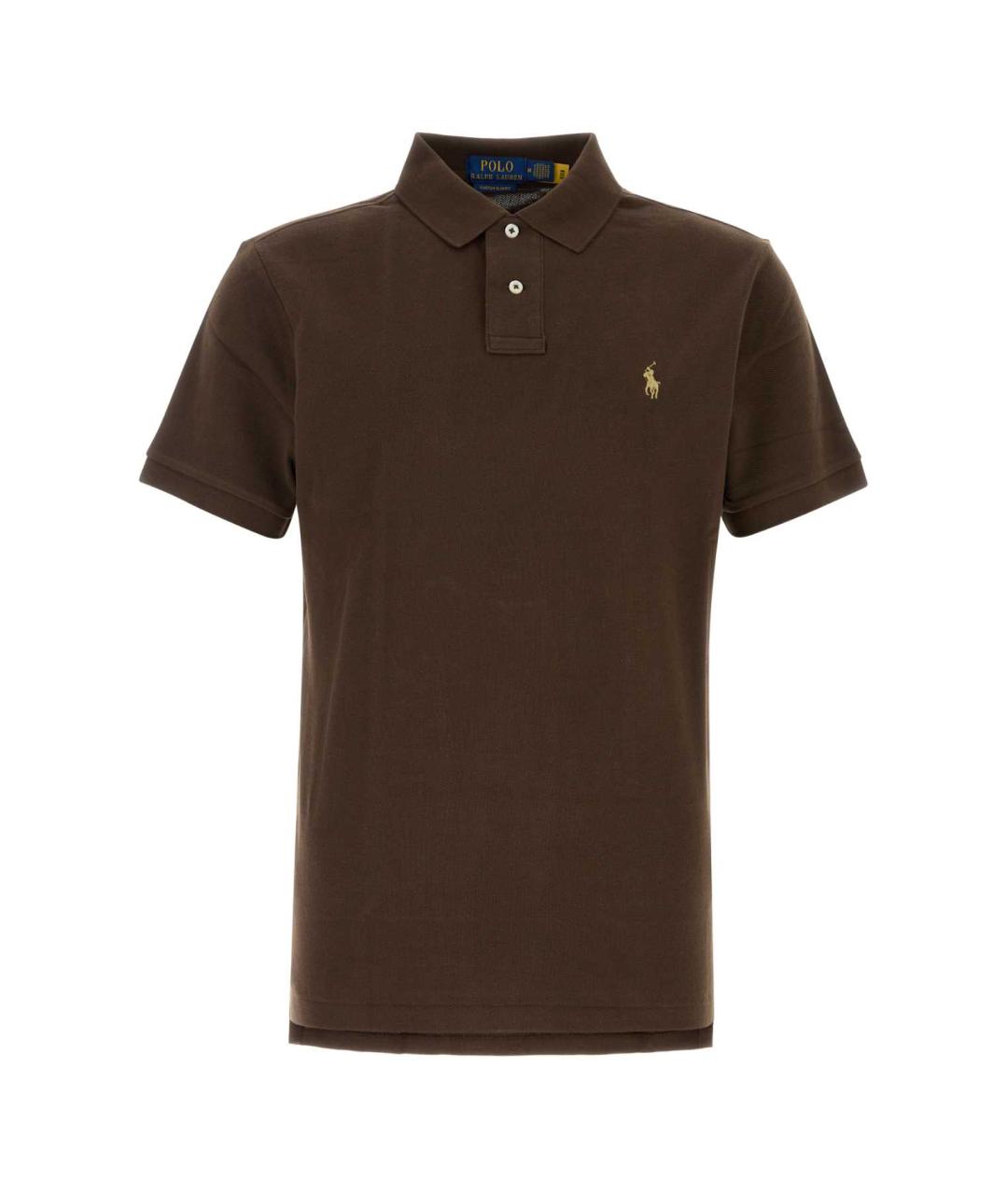 POLO RALPH LAUREN Коричневое хлопковое поло с коротким рукавом, фото 1