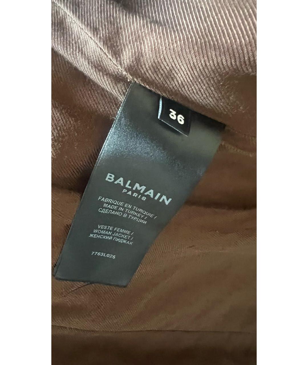 BALMAIN Коричневая кожаная куртка, фото 4