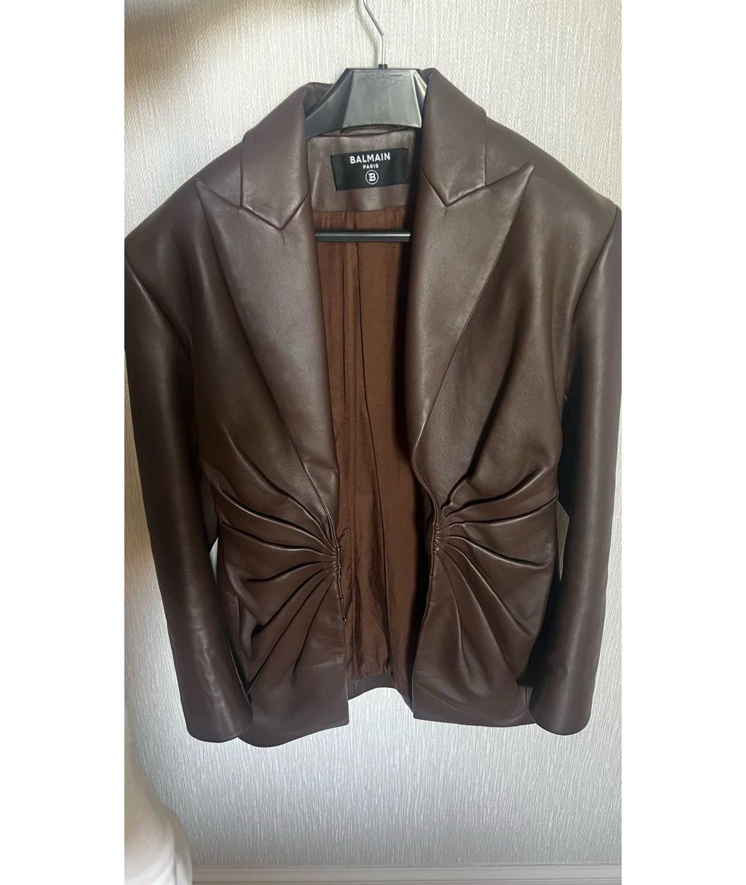 BALMAIN Коричневая кожаная куртка, фото 6