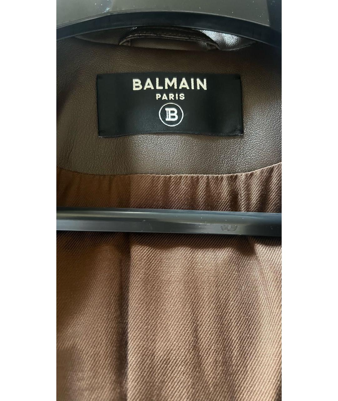 BALMAIN Коричневая кожаная куртка, фото 3