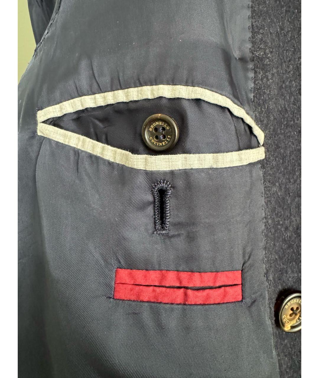 BRUNELLO CUCINELLI Темно-синее шерстяное пальто, фото 8
