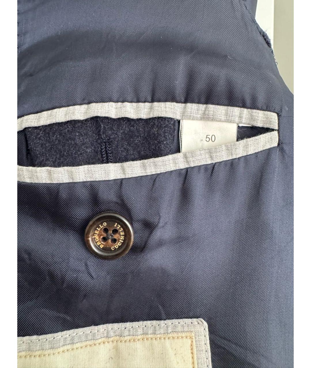 BRUNELLO CUCINELLI Темно-синее шерстяное пальто, фото 7