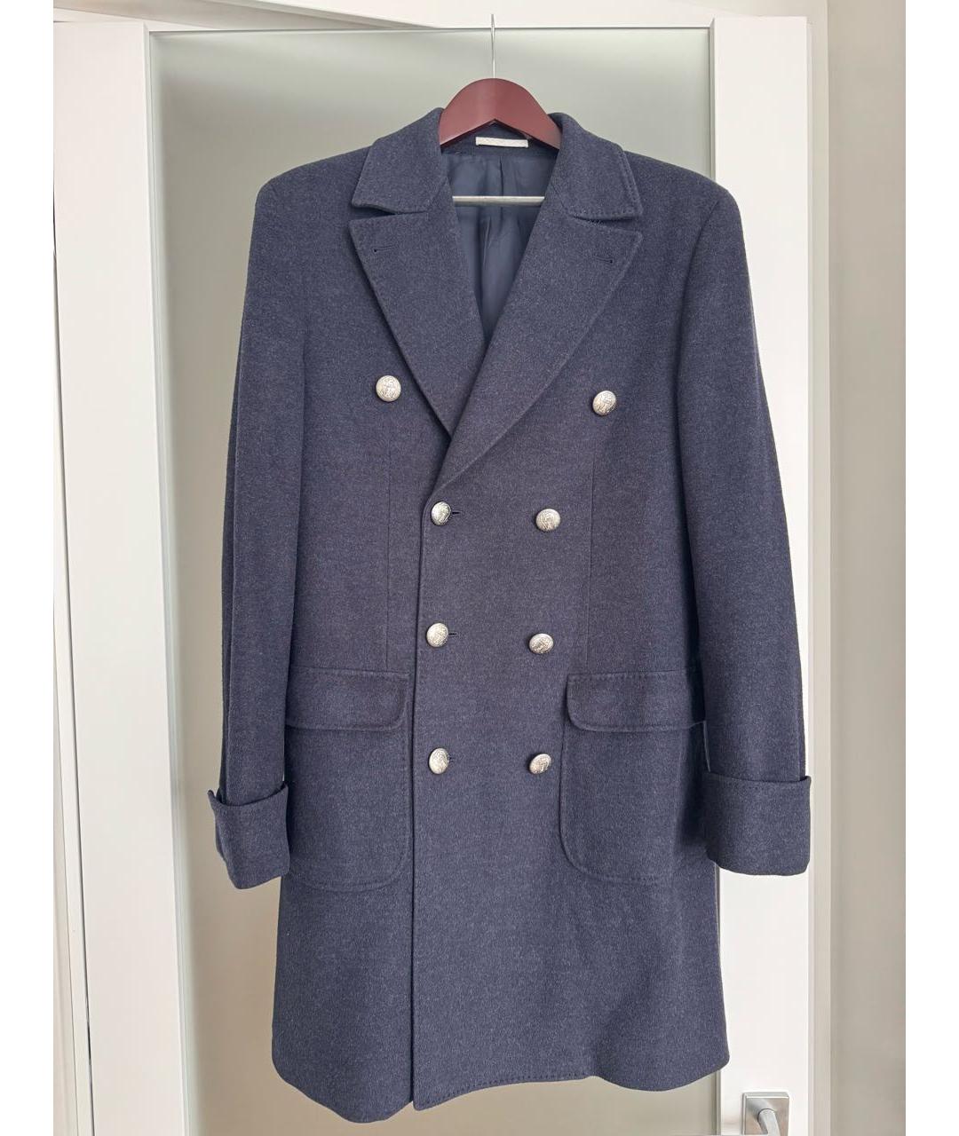 BRUNELLO CUCINELLI Темно-синее шерстяное пальто, фото 9