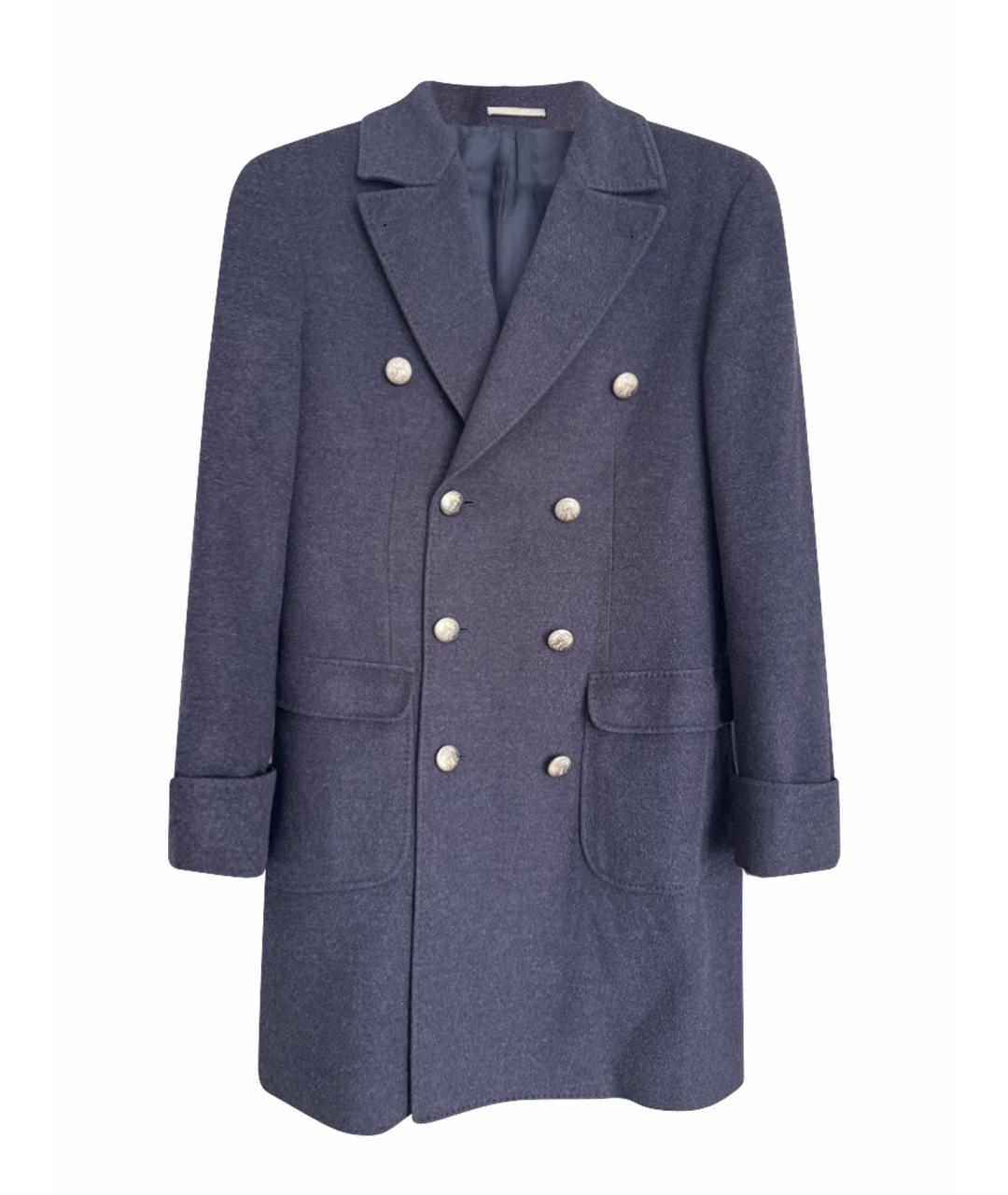 BRUNELLO CUCINELLI Темно-синее шерстяное пальто, фото 1