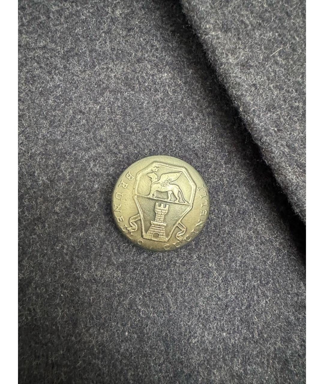 BRUNELLO CUCINELLI Темно-синее шерстяное пальто, фото 4