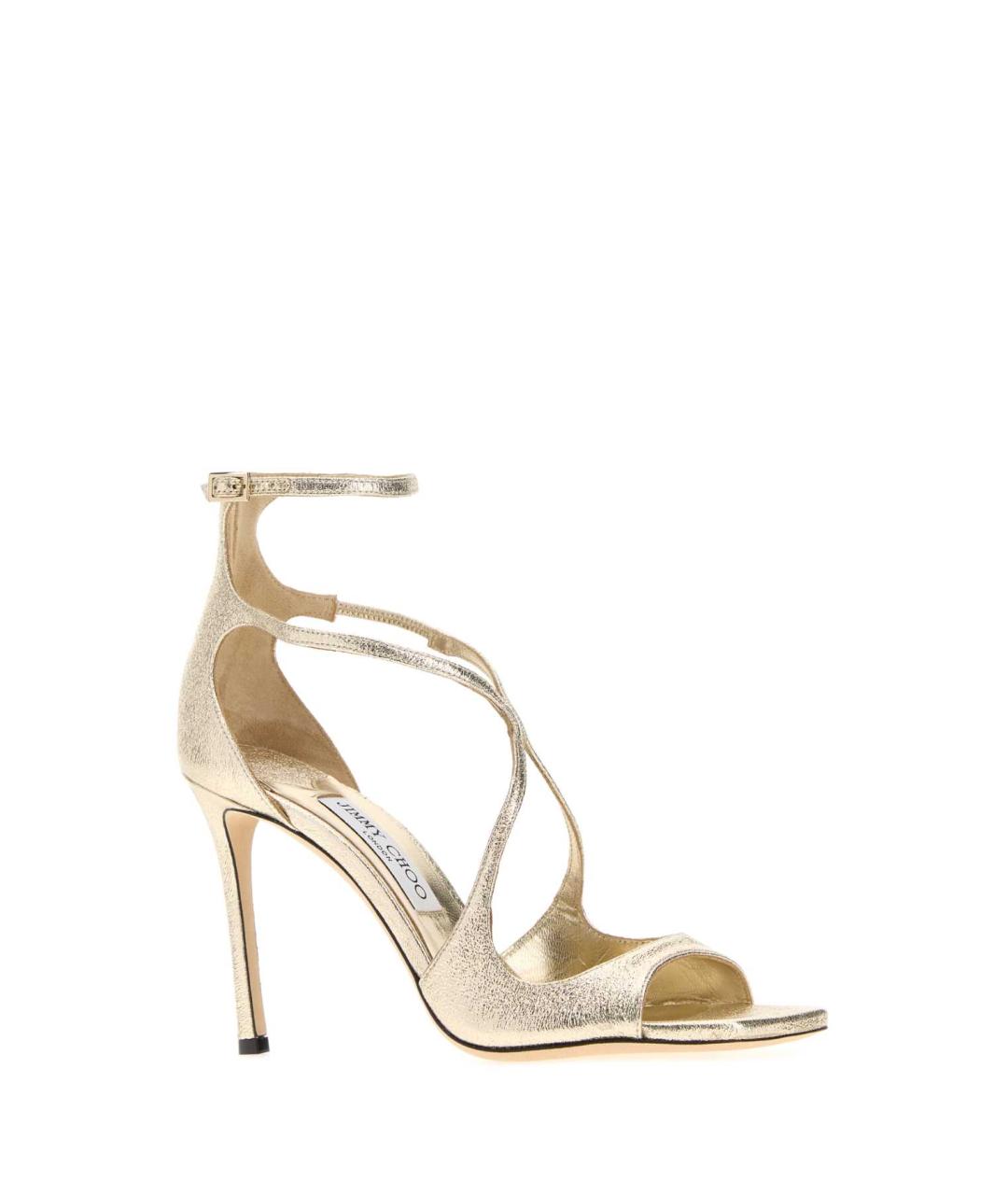 JIMMY CHOO Золотые кожаные босоножки, фото 2